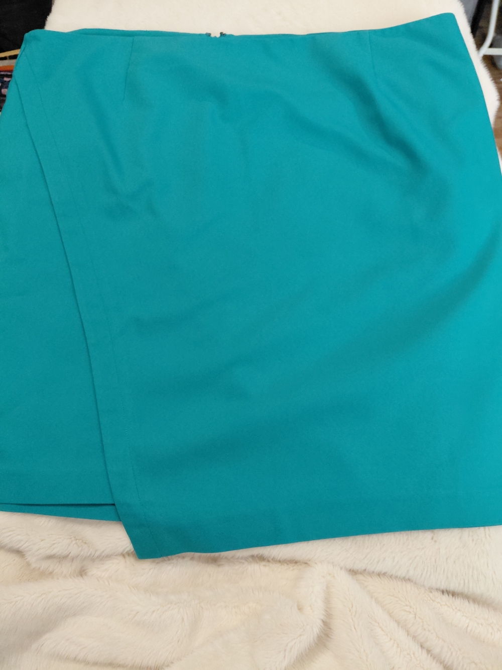Teal Skirt With Wrap-Front Looking Detail